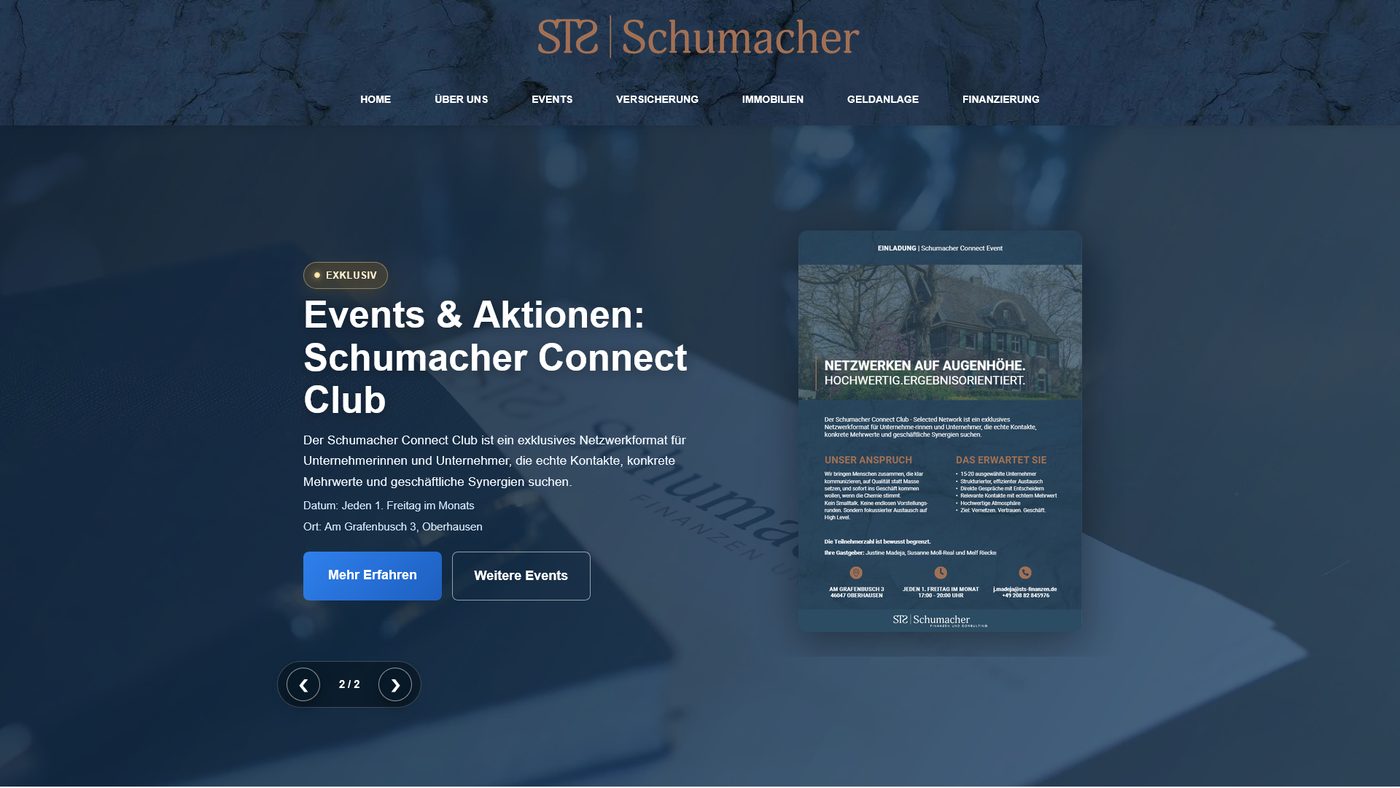 Screenshot der STS-Finanzen Landingpage